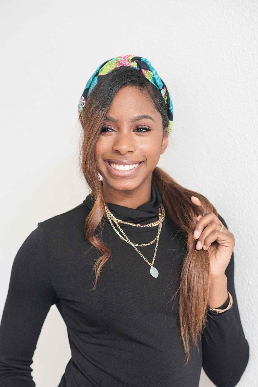 Blue and Green Mixed Animal Print Satin-Lined Headband